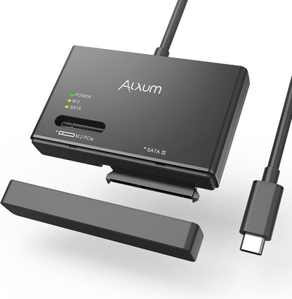 Alxum M2 NVME Gehäuse und SATA Adapter, 10Gbps M2 SSD Gehäuse,USB 3.2 Typ C M.2 SSD