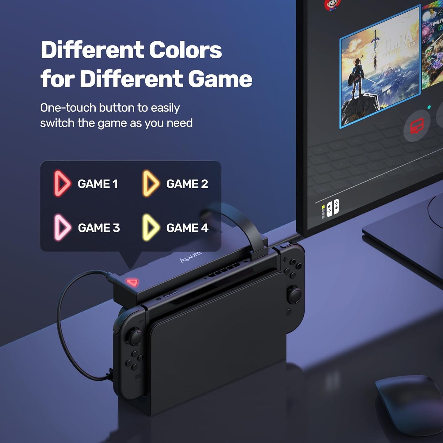 Alxum Switch Game Card Reader-8-in-1 Holder Case für Nintendo Switch/Switch OLED Konsole und Dock