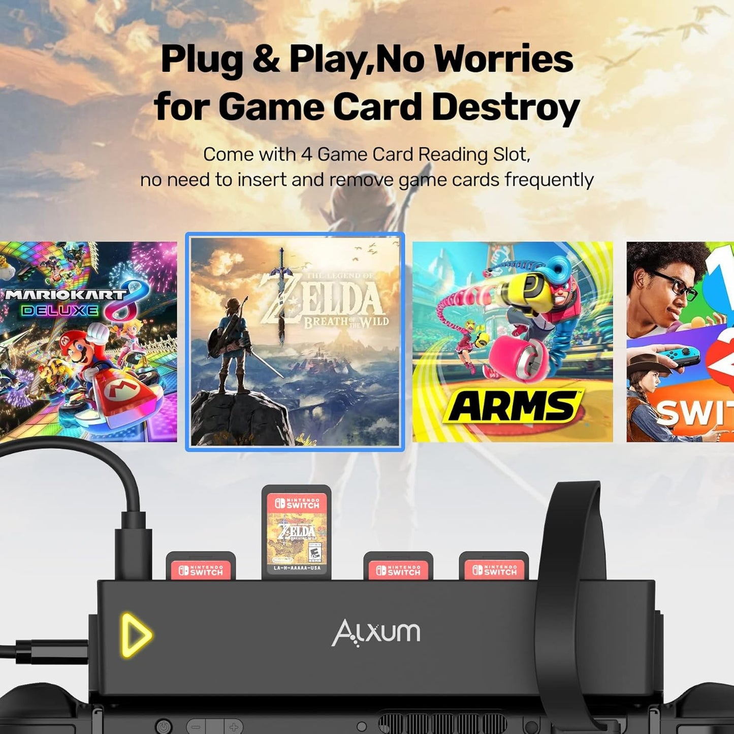 Alxum Switch Game Card Reader-8-in-1 Holder Case für Nintendo Switch/Switch OLED Konsole und Dock