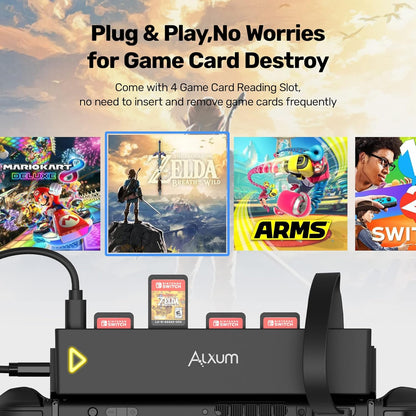 Alxum Switch Game Card Reader-8-in-1 Holder Case für Nintendo Switch/Switch OLED Konsole und Dock