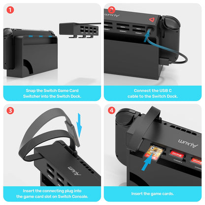 Alxum Switch Game Card Reader-8-in-1 Holder Case für Nintendo Switch/Switch OLED Konsole und Dock