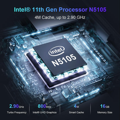 ALLIWAVA GX55 Mini PC N5105 2.9GHz 8GB RAM 256GB SSD M.2 Micro Desktop Computer