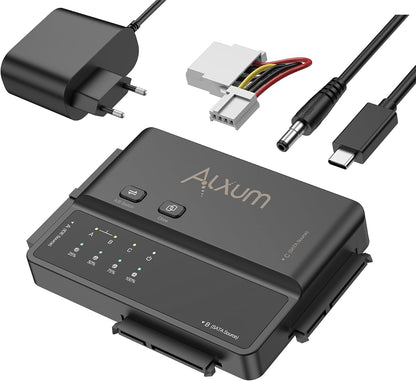 Alxum IDE & SATA Adapter, USB Type-C 5Gbps Festplatten Adapter mit Clone