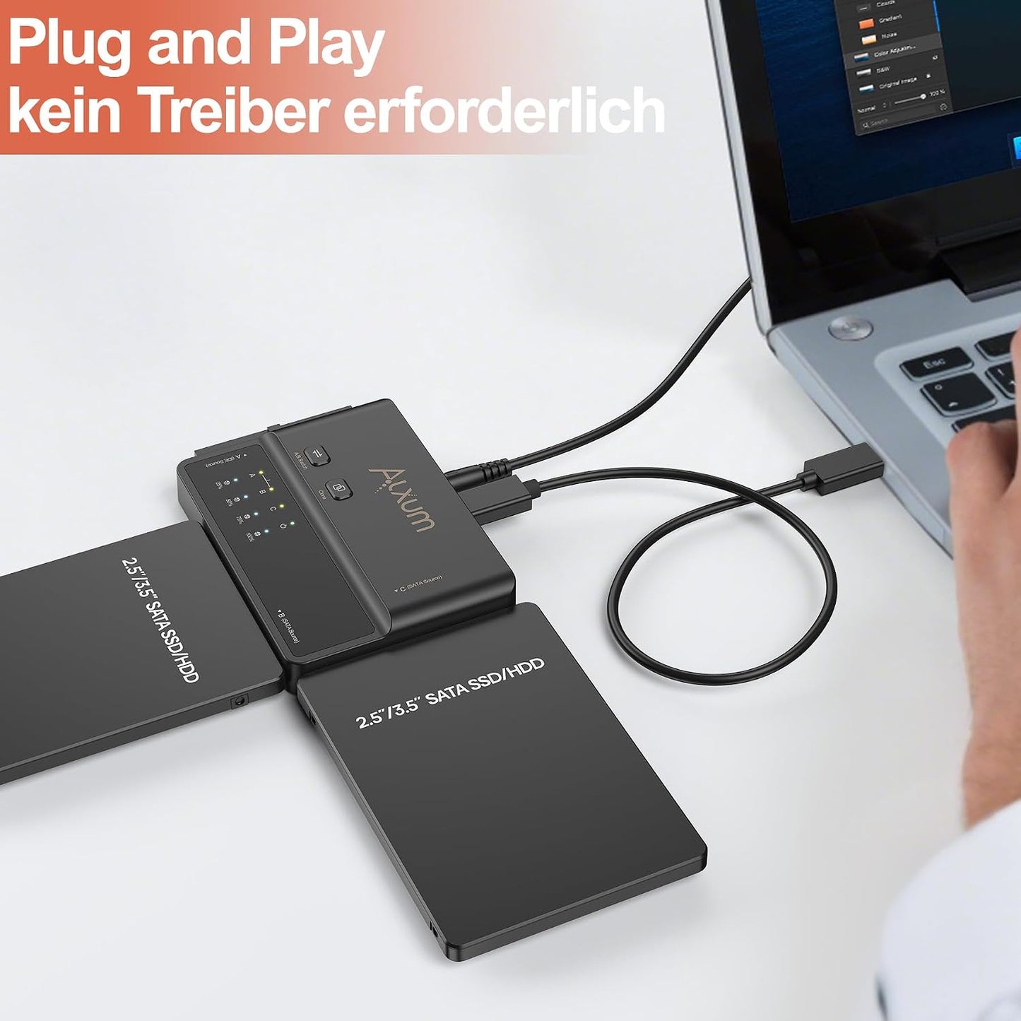 Alxum IDE & SATA Adapter, USB Type-C 5Gbps Festplatten Adapter mit Clone