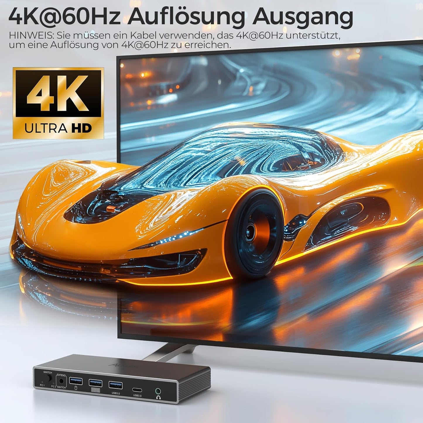 Alxum KVM Switch für 2 PC 2 Monitore, 2xDisplayPort in,2xHDMI Switch out