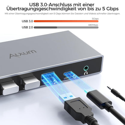 Alxum KVM Switch für 2 PC 2 Monitore, 2xDisplayPort in,2xHDMI Switch out