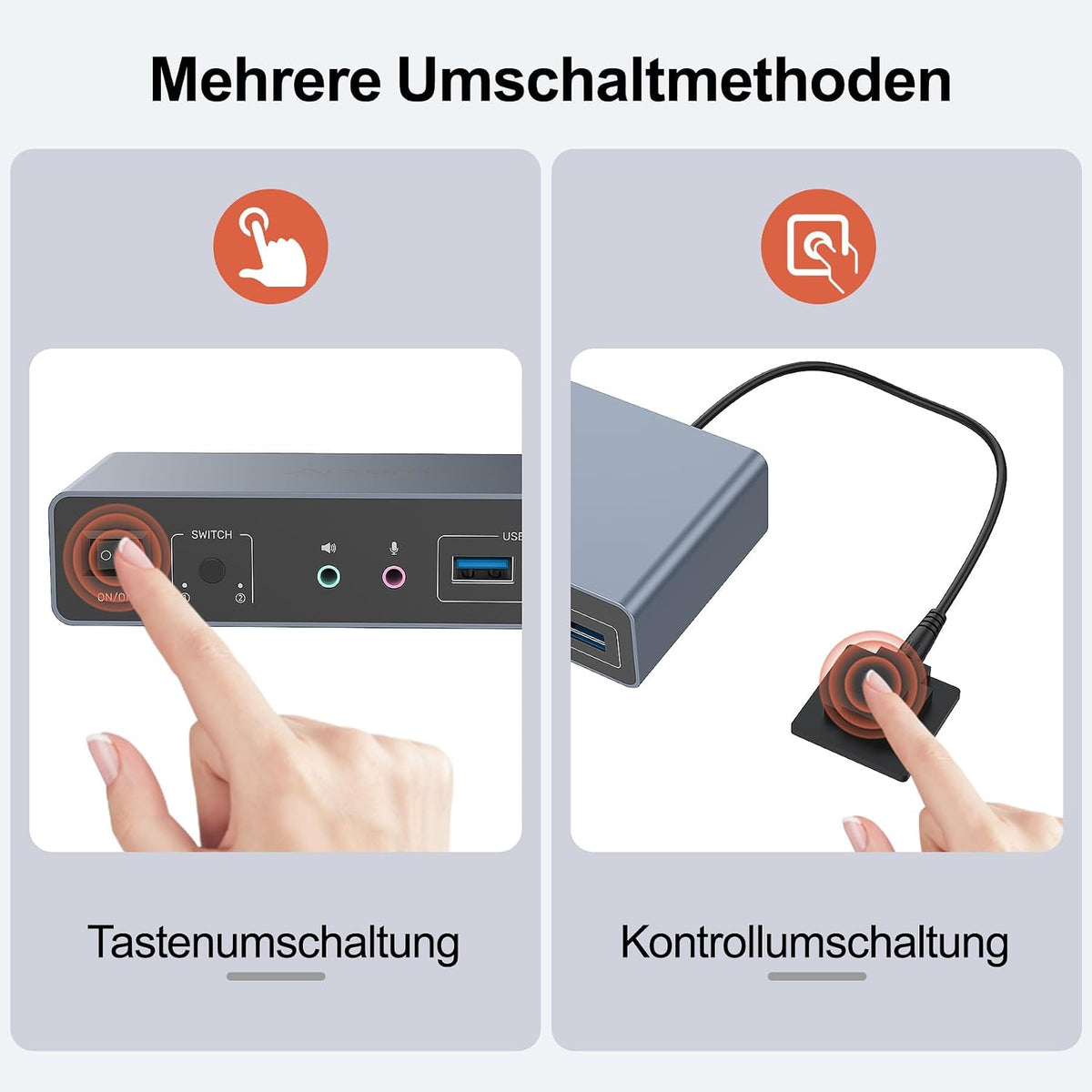 Alxum Displayport HDMI KVM-Switch 4K@60Hz für 2 PCs & 2 Monitore mit USB,