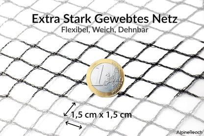 AlpineReach 2m x 20m Vogelschutznetz Gartennetz Feinmaschig (15 x 15mm) Extra Stark Gewebtes Netz