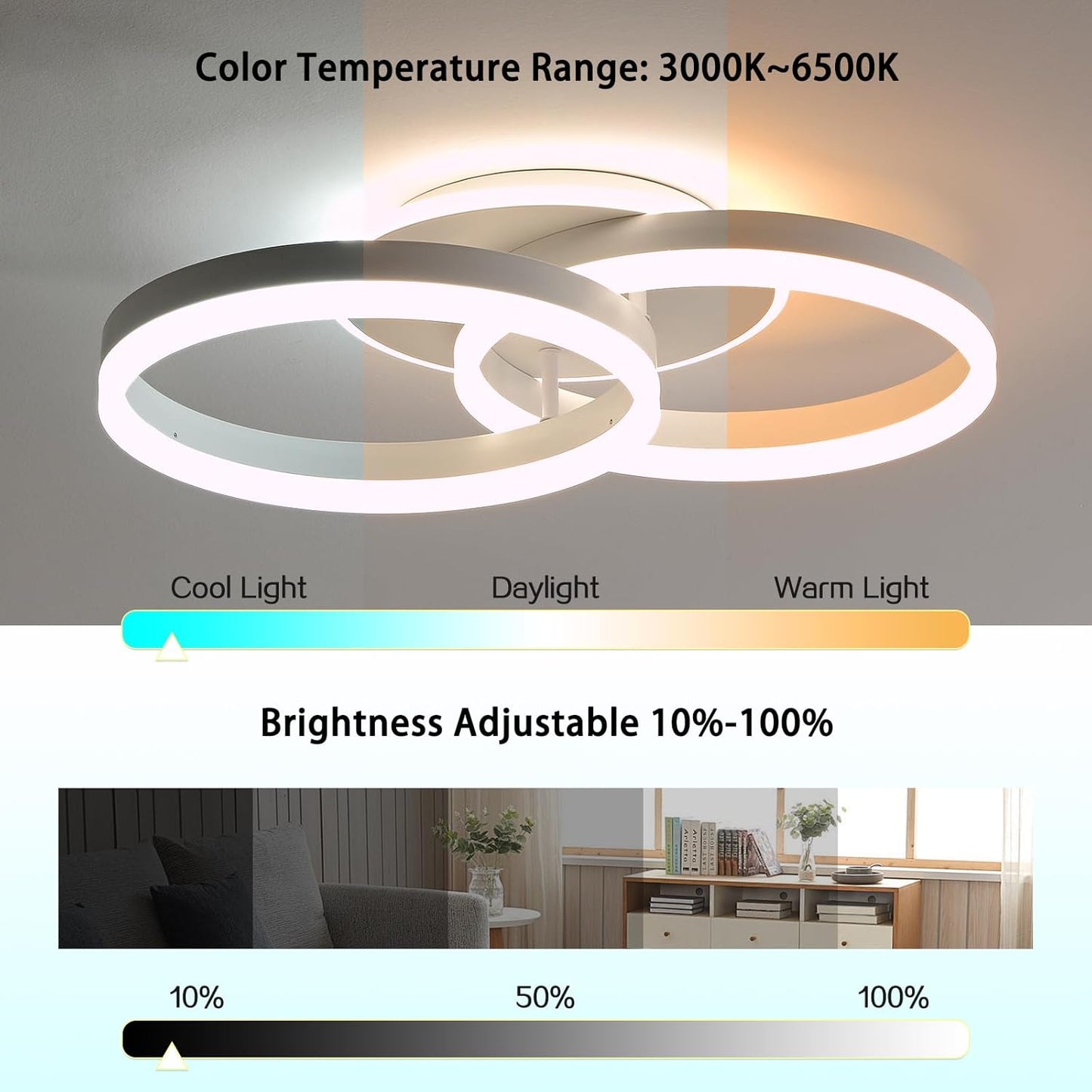 Amdelne Smart Deckenlampe, LED  50cm, 36W,mit Alexa,Fernbedienung Dimmbar