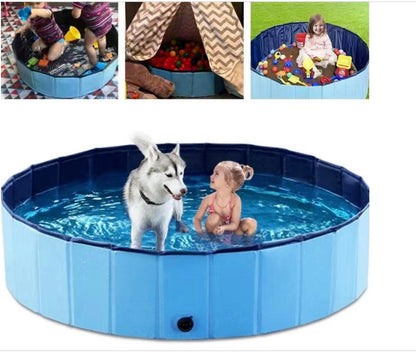 AMZDEAL Hundepool Schwimmbecken Faltbarer Kinderpool Planschbeck groß 160x30