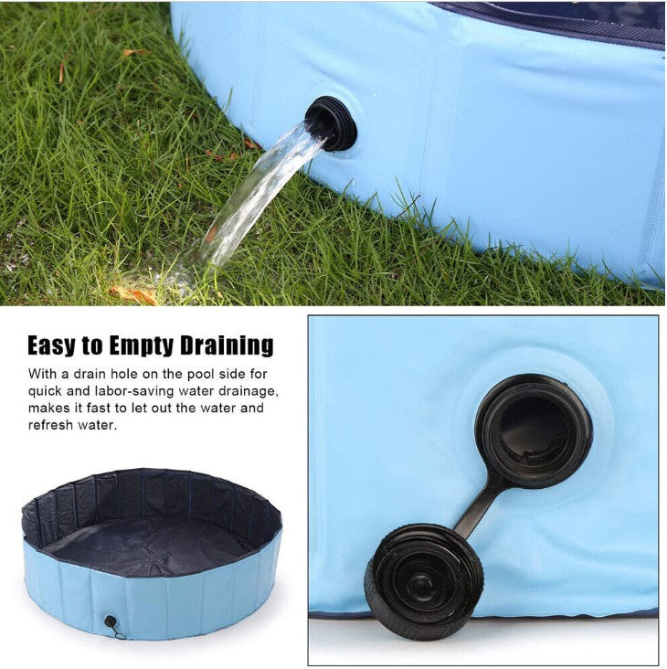 AMZDEAL Hundepool Schwimmbecken Faltbarer Kinderpool Planschbeck groß 160x30