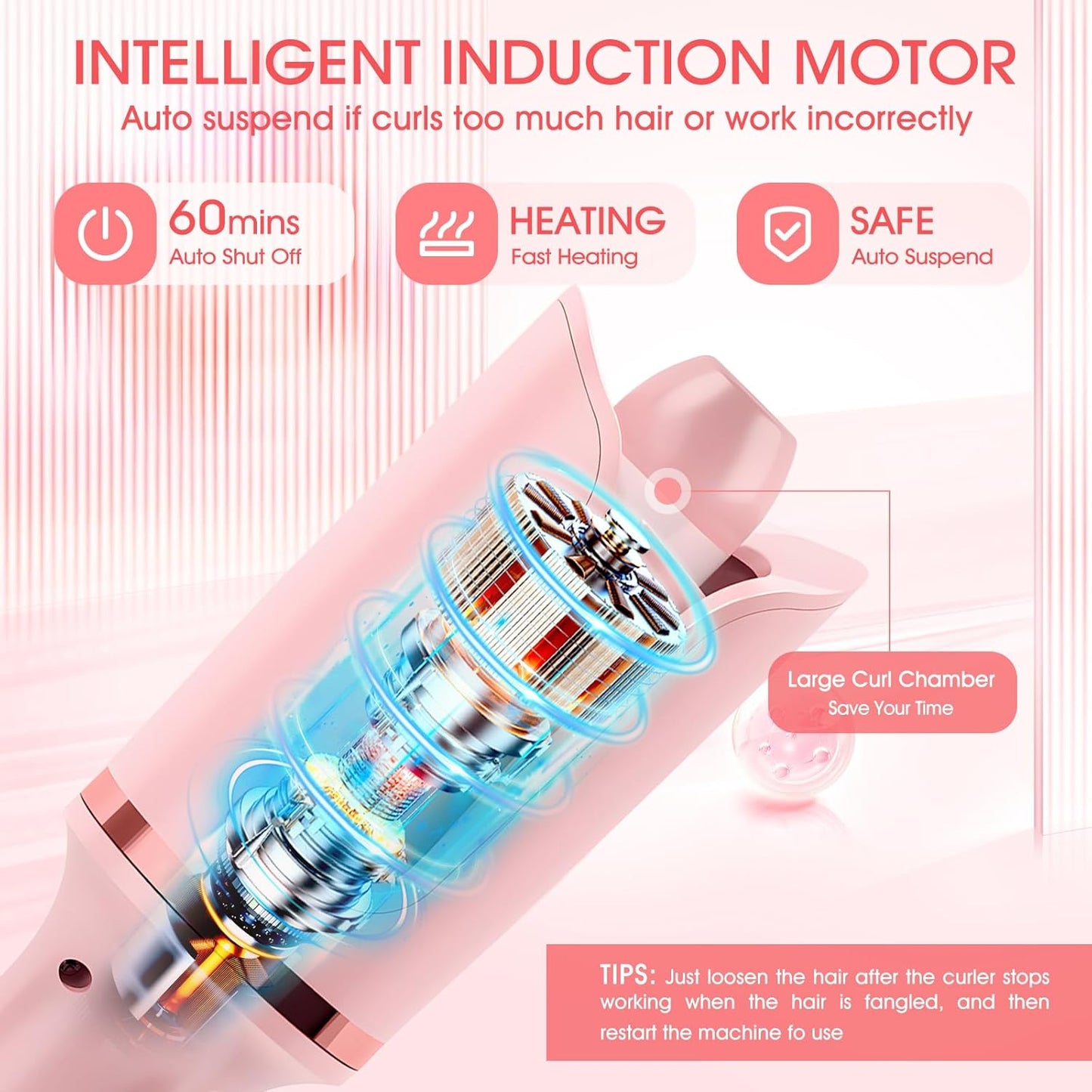 Anluomania Automatischer Lockenstab, 28mm, Lockenwickler, mit 3 Temp, Rosa