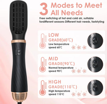 Anluomania Warmluftbürste Set, Airstyler Set 1000W, Air styler, mit 5 Ersatz,