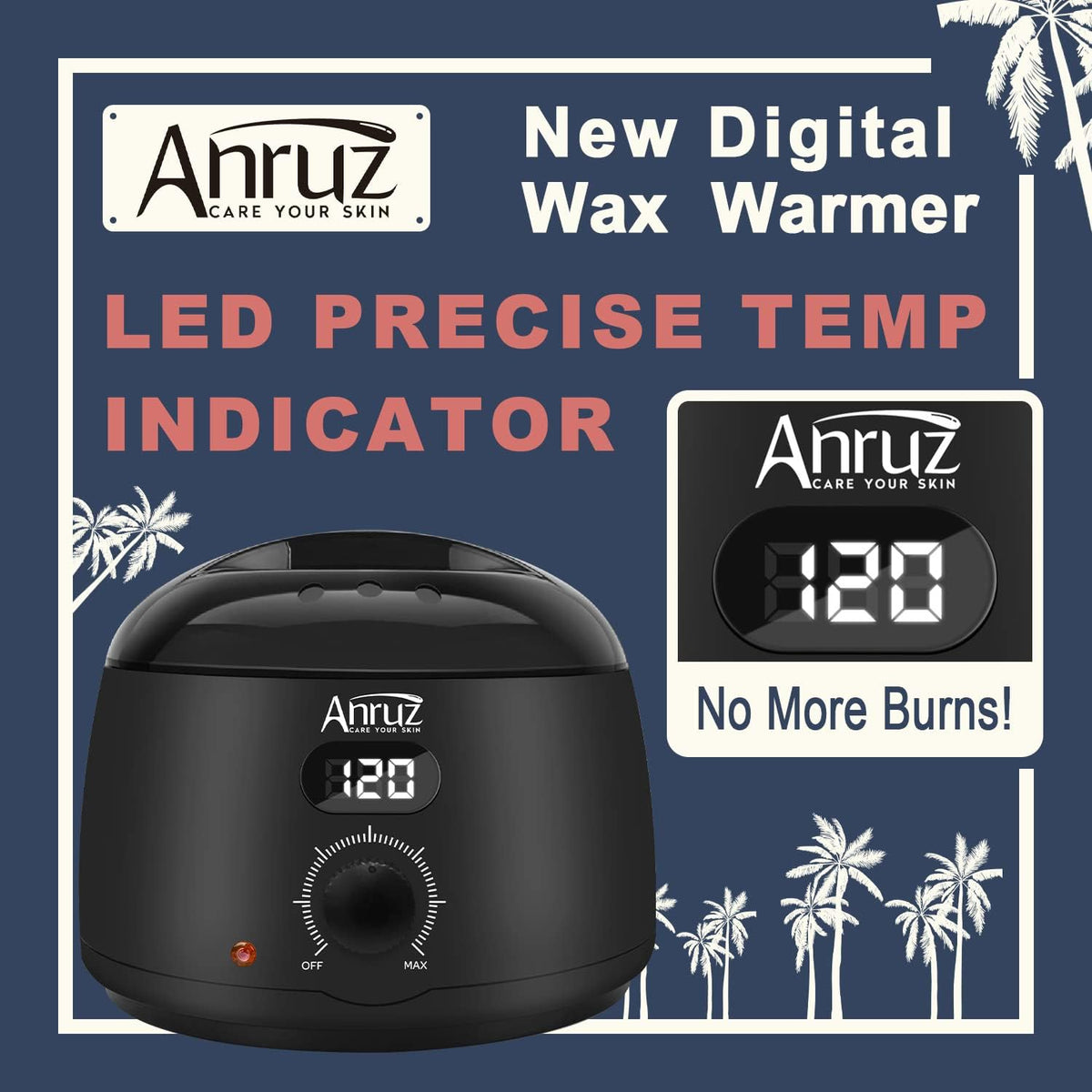 ANRUZ Waxing Set- Digital Wachswärmer Wachs Haarentfernung mit 500g Wachsperlen
