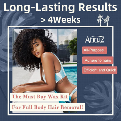 ANRUZ Waxing Set- Digital Wachswärmer Wachs Haarentfernung mit 500g Wachsperlen