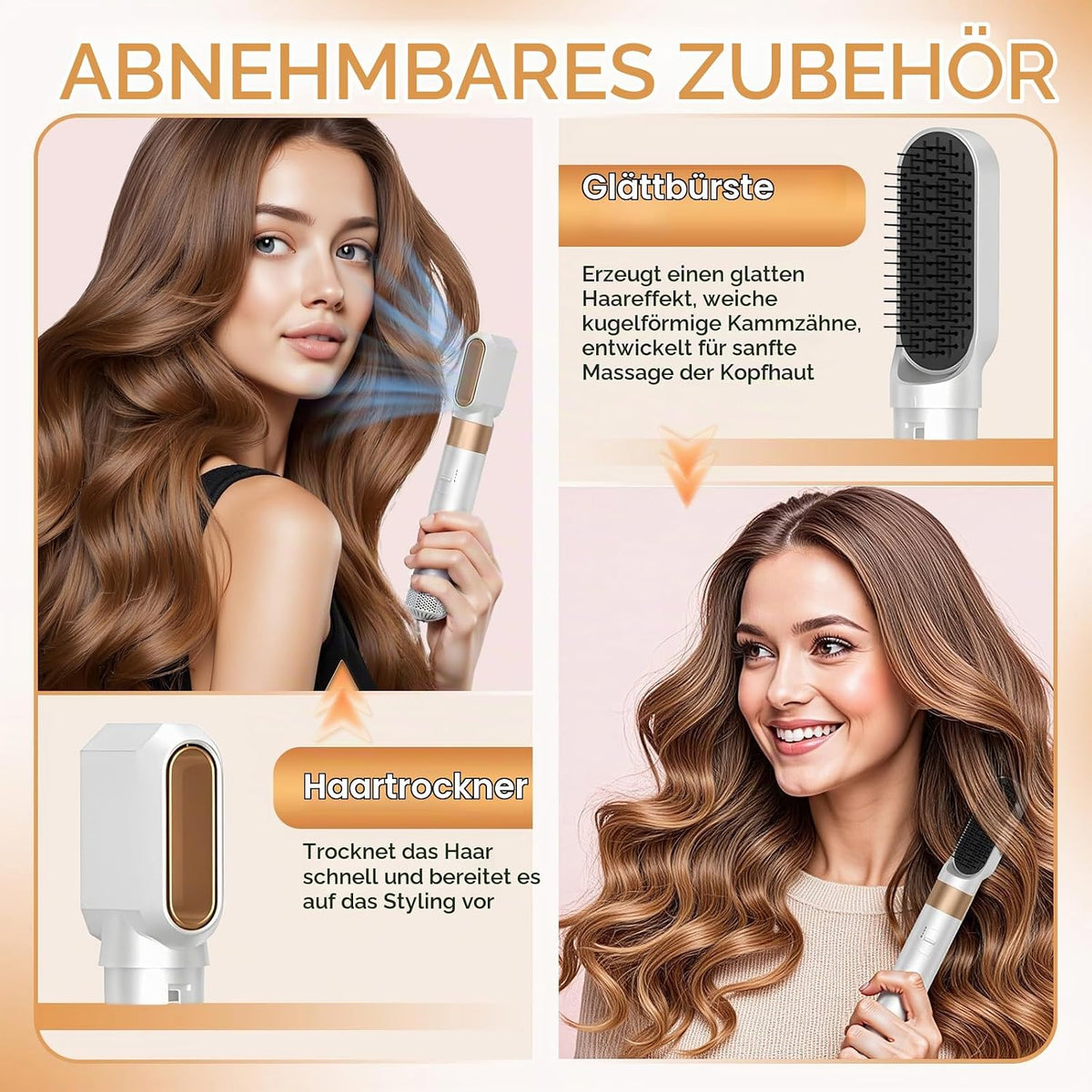 Anluomania Warmluftbürste, 1000W Haartrockner, Föhnbürste Set  für Alle Haartypen
