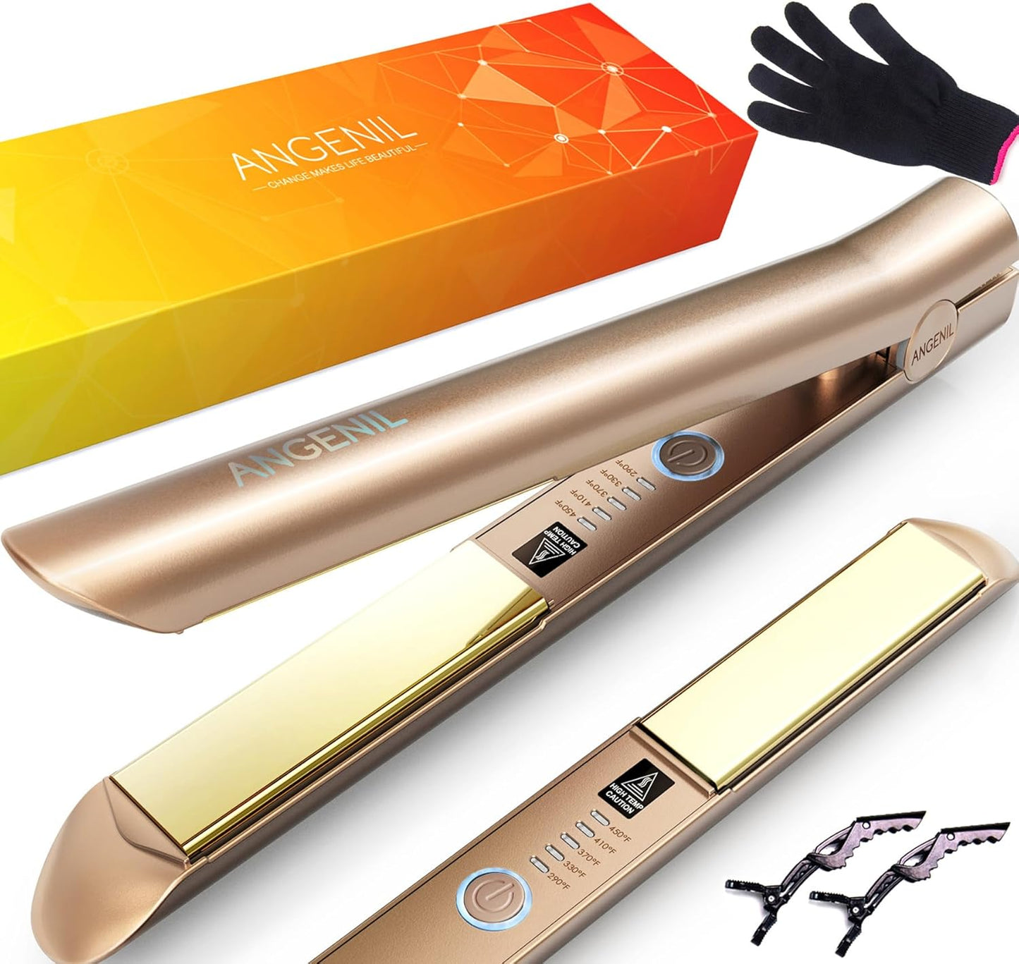 ANGENIL Titan-Glätteisen und Lockenwickler 2 in 1, glättende Lockenstäbe