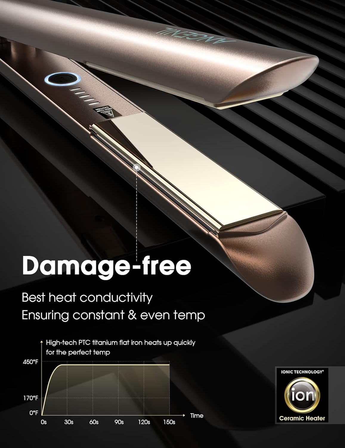 ANGENIL Titan-Glätteisen und Lockenwickler 2 in 1, glättende Lockenstäbe