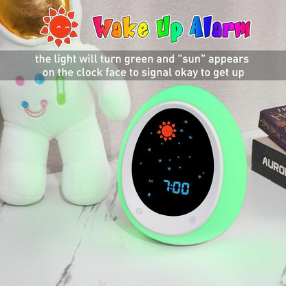 ANNNGUL Schlaftrainer Kinder, Kinderwecker mit Sonne Mond Nachtlicht Soundmaschine Timer für Schulanfänger Mädchen Jungen