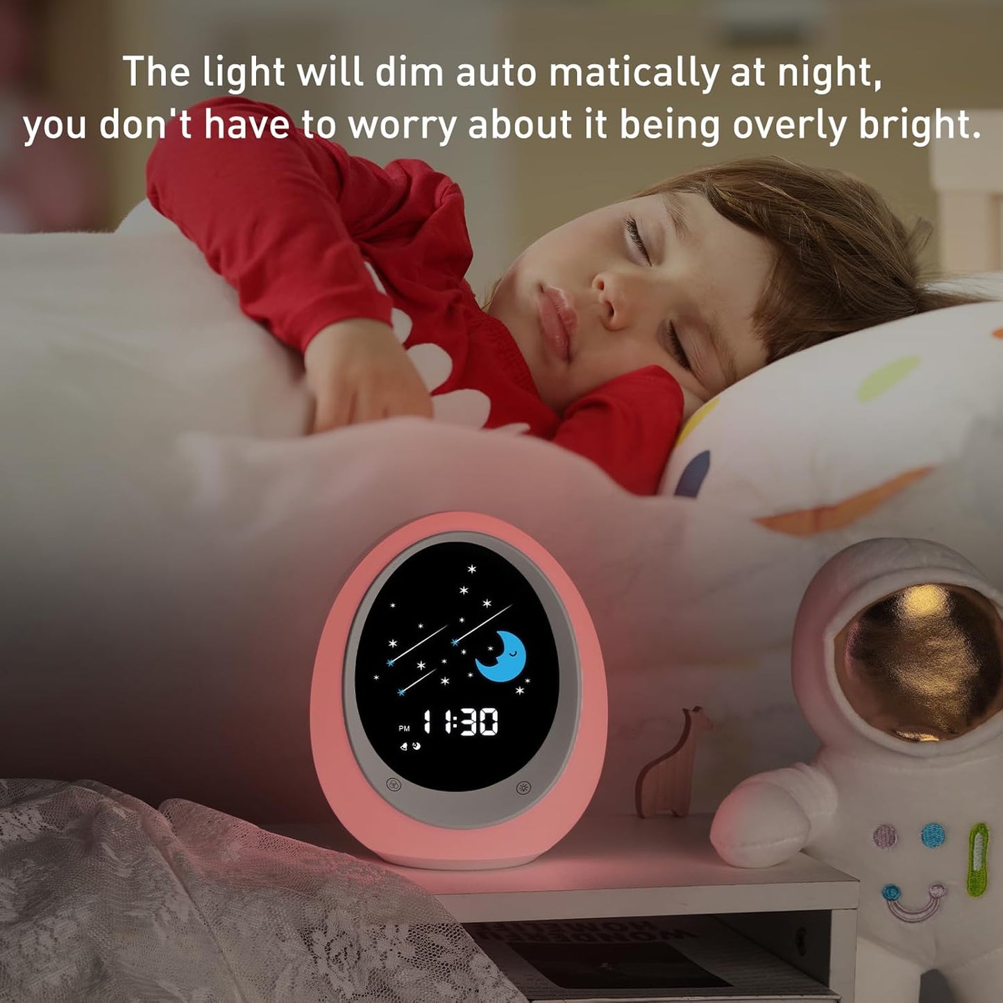 ANNNGUL Schlaftrainer Kinder, Kinderwecker mit Sonne Mond Nachtlicht Soundmaschine Timer für Schulanfänger Mädchen Jungen