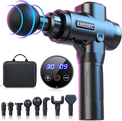 ANSGEC Massagepistole, Massage Gun30 Geschwindigkeiten 8 Köpfe,