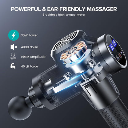 ANSGEC Massagepistole, Massage Gun30 Geschwindigkeiten 8 Köpfe,
