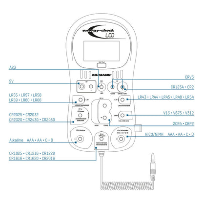 Testeur de batterie ANSMANN Energy Check LCD - Informations sur la capacité et le niveau d'énergie 