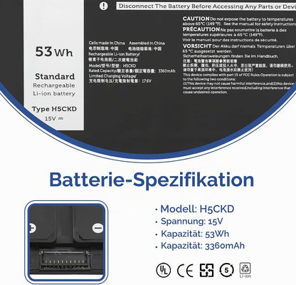 ANTIEE 53Wh H5CKD Laptop Akku für Dell Latitude 3410 3510 Inspiron 5300..