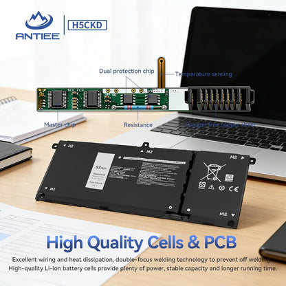 ANTIEE 53Wh H5CKD Laptop Akku für Dell Latitude 3410 3510 Inspiron 5300..