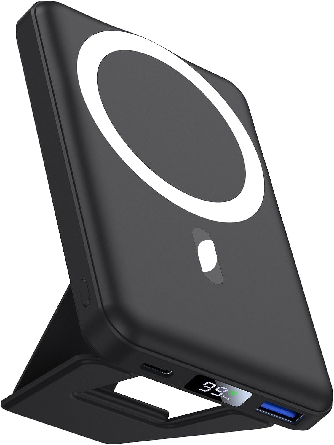 Batterie externe magnétique AOGUERBE, 10 000 mAh, LED, pour batterie Mag-Safe 22,5 W, noir
