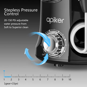 Apiker Washer Flosser pour le nettoyage 600 ml 8 embouts de nettoyage multifonctions