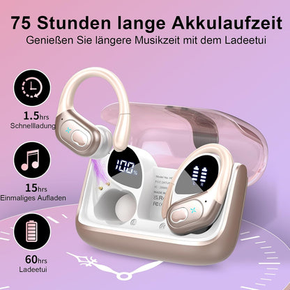 Aptkdoe  HD65 Bluetooth Kopfhörer Sport,  5.3  mit ENC Mikrofon Pink