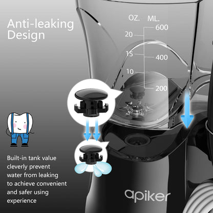 Apiker Zahnseide-Reiniger, 600 ml, 8 multifunktionale Reinigungsspitzen