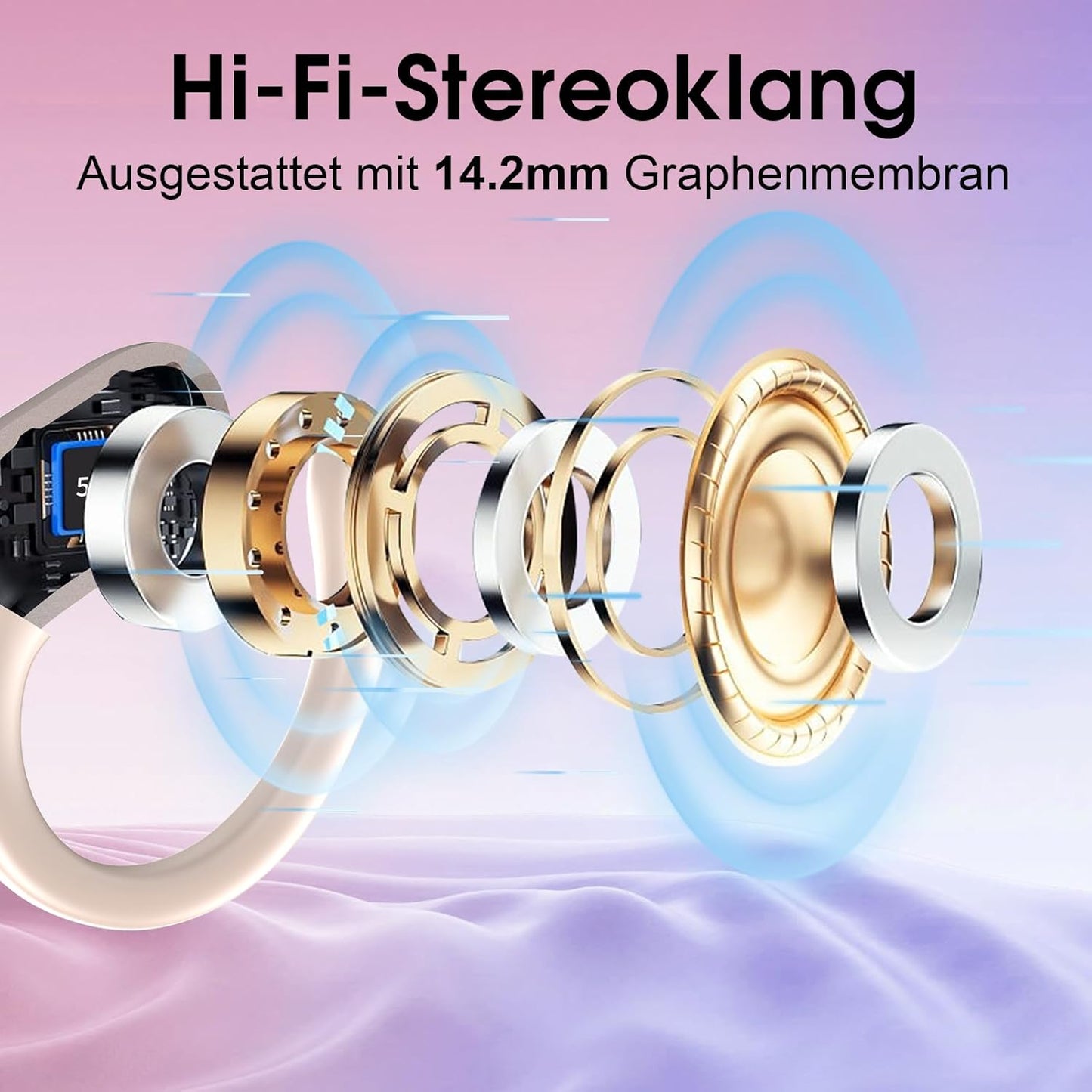 Aptkdoe  HD65 Bluetooth Kopfhörer Sport,  5.3  mit ENC Mikrofon Pink
