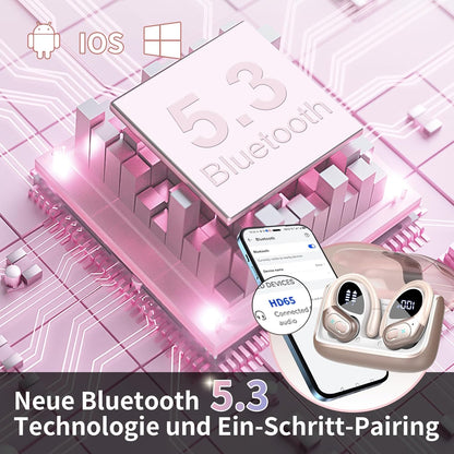 Aptkdoe  HD65 Bluetooth Kopfhörer Sport,  5.3  mit ENC Mikrofon Pink