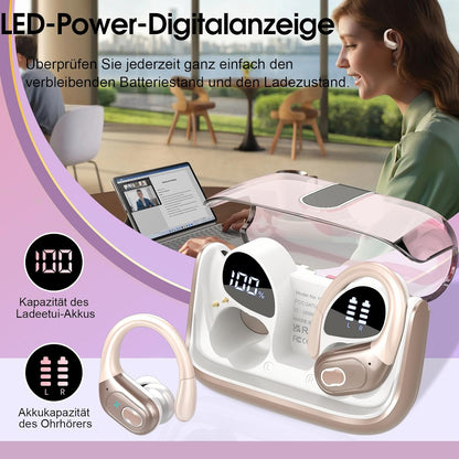 Aptkdoe  HD65 Bluetooth Kopfhörer Sport,  5.3  mit ENC Mikrofon Pink