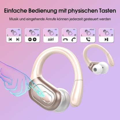 Aptkdoe  HD65 Bluetooth Kopfhörer Sport,  5.3  mit ENC Mikrofon Pink