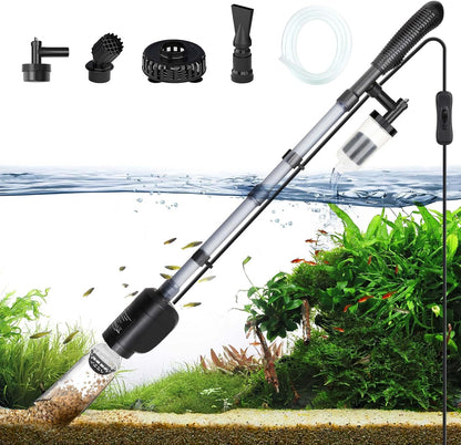 AQQA Elektrischer Aquarium Mulmsauger  und Wasserwechsler 6-in-1 (20 W, 320 GPH)