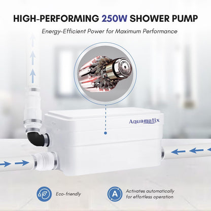 Aquamatix Duscha Duschpumpe 250W Hebeanlage Kompakte Abwasserpumpe  2 Zuläufe