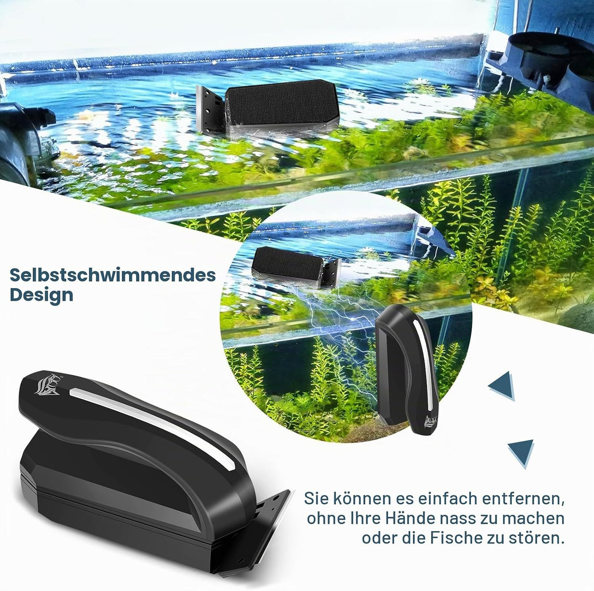 AQQA  Aquarium Scheibenreiniger, Upgrade Starke Magnet für Fischglasbecken (XL)