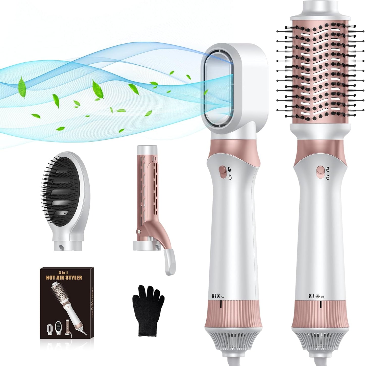 Haartrockner  Airstyler 4 in 1 Volumiser Hairstyler Ionen Warmluftbürste Föhn mit Föhnbürste