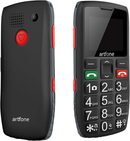 Artfone C1 Seniorenhandy ohne Vertrag,Mobiltelefon mit großen Tasten,GSM Dual,1,8 Zoll ,Schwarz
