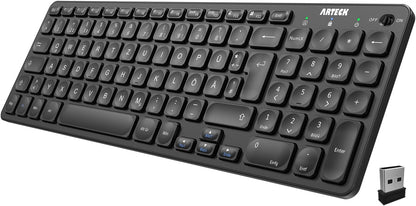 Arteck Kabellose Tastatur, Deutsches QWERTZ Layout 2,4 GHz Schwarz