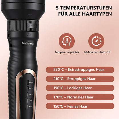 AraSyleon 3-in-1 Ionen-Wärmebürste Set (32/38/45mm), Thermobürste Rundbürste mit 5 Temp