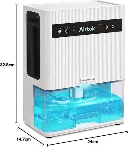 Airtok Luftentfeuchter, 3L Elektrisch (88㎡), leiser Raumentfeuchter mit Timer
