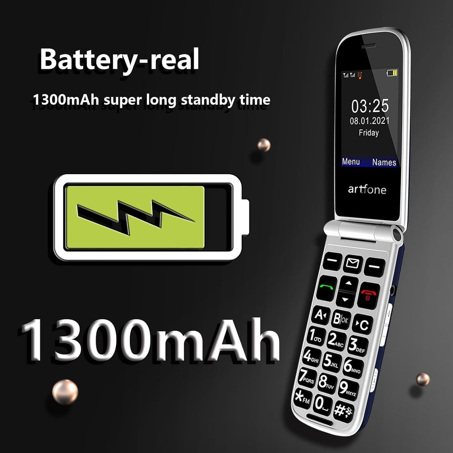 artfone F20 Blau - Seniorenhandy Klapphandy Ohne Vertrag Dual SIM 2G GSM Handy