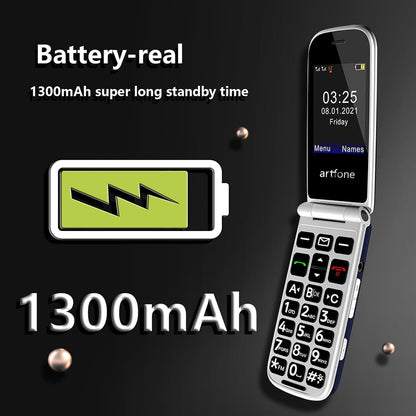 artfone F20 Blau - Seniorenhandy Klapphandy Ohne Vertrag Dual SIM 2G GSM Handy