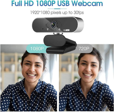 Webcam, 1080P Pro HD Webcam mit Stereo-Mikrofon, 110° Weitwinkel,Stativ, Schwarz