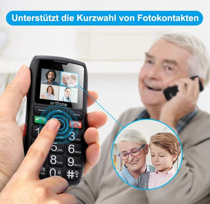 Artfone C1 Seniorenhandy ohne Vertrag,Mobiltelefon mit großen Tasten,GSM Dual,1,8 Zoll ,Schwarz