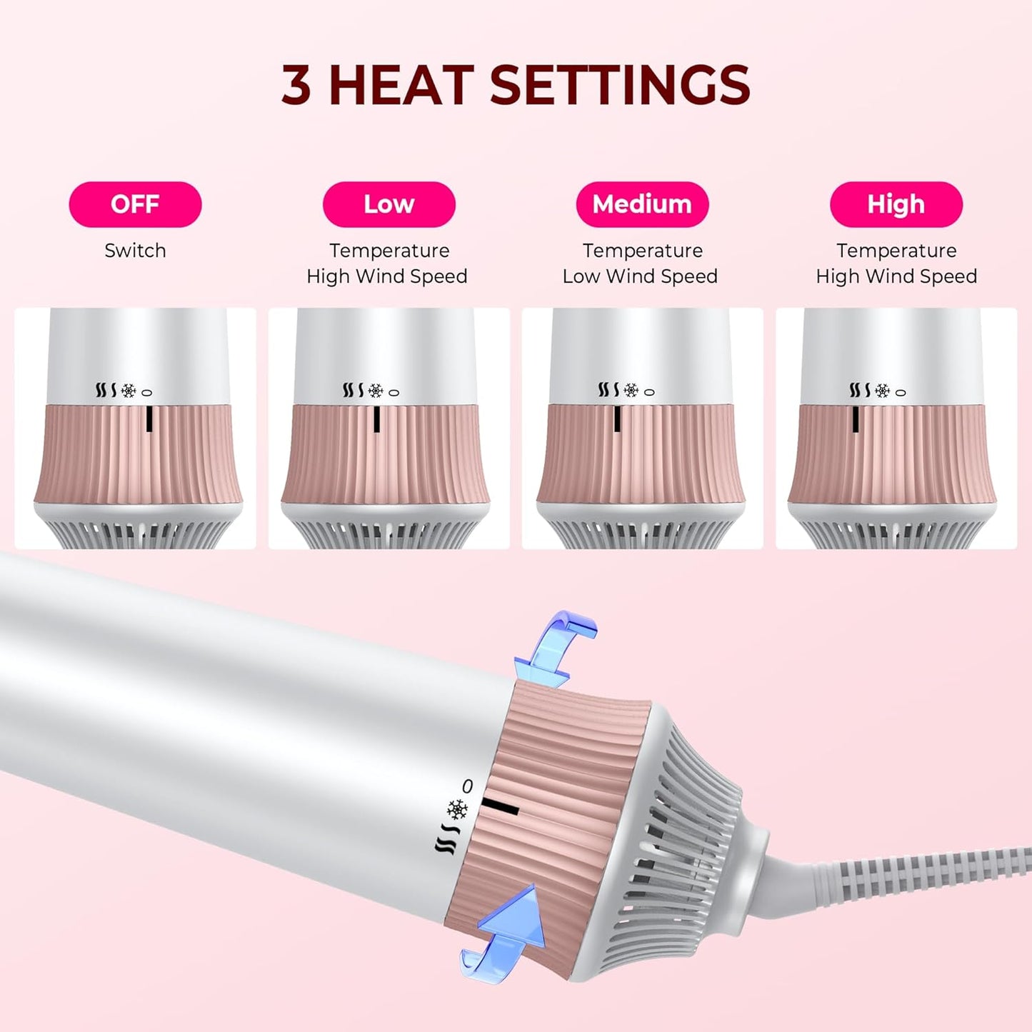 Haartrockner  Airstyler 4 in 1 Volumiser Hairstyler Ionen Warmluftbürste Föhn mit Föhnbürste